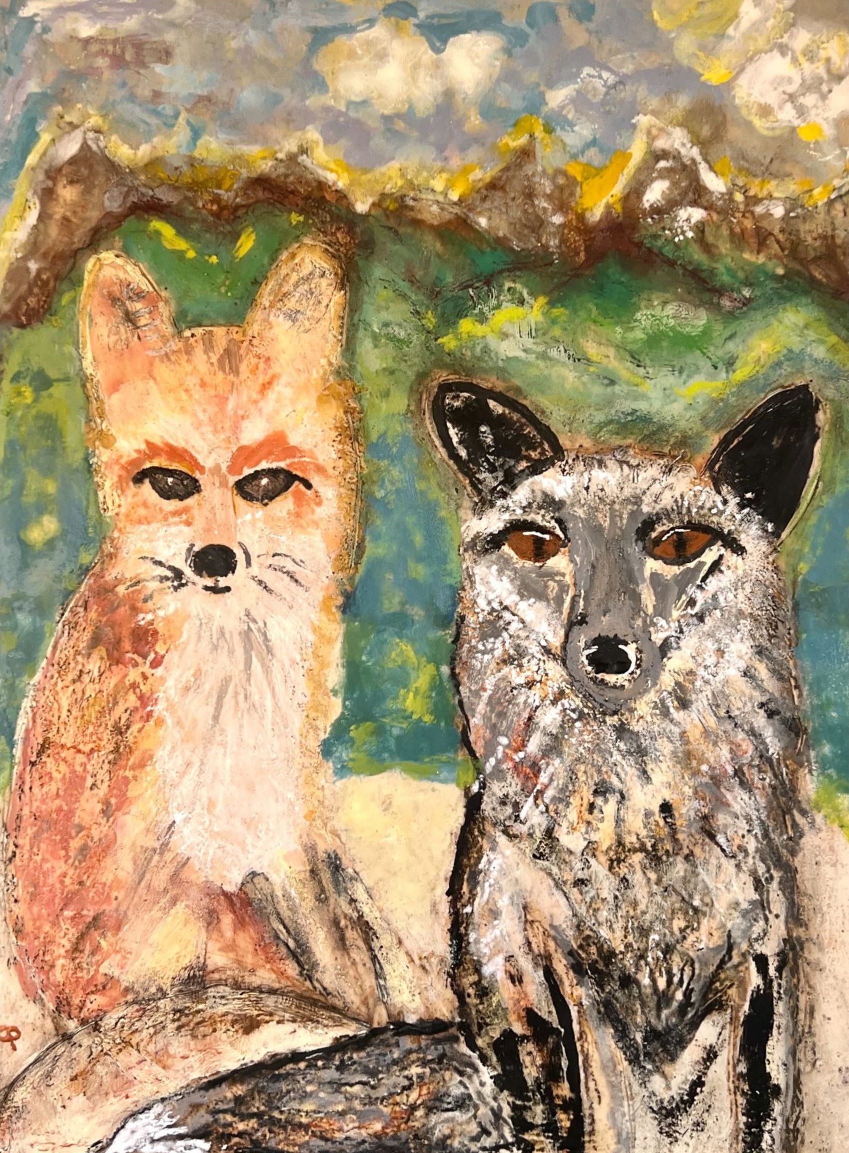 Penny Pollock Encaustic Painting The Foxes